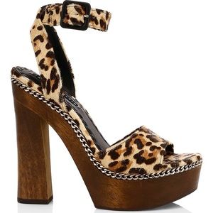 Alice + Olivia Faira leopard print calf hair platforms